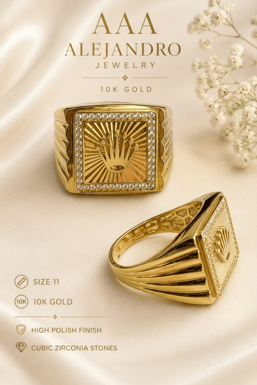 10K Gold Crown Ring - Alejandro Jewelry AAA