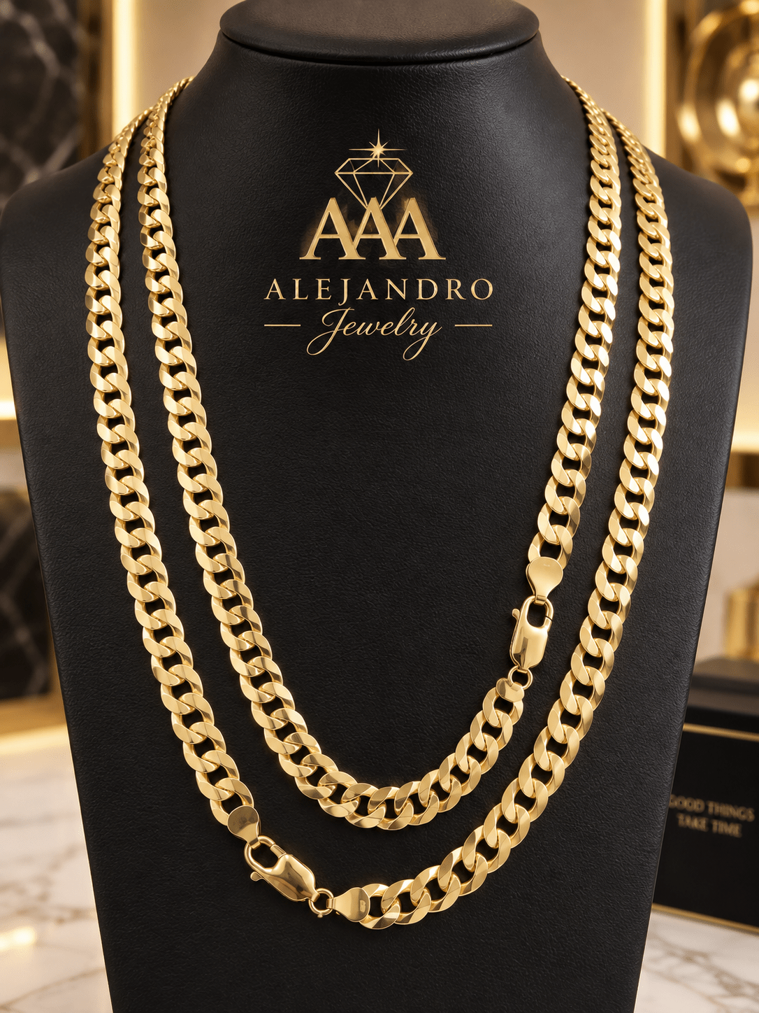 10K Gold Diamond-Cut Cuban Chain 8mm - Alejandro Jewelry AAA