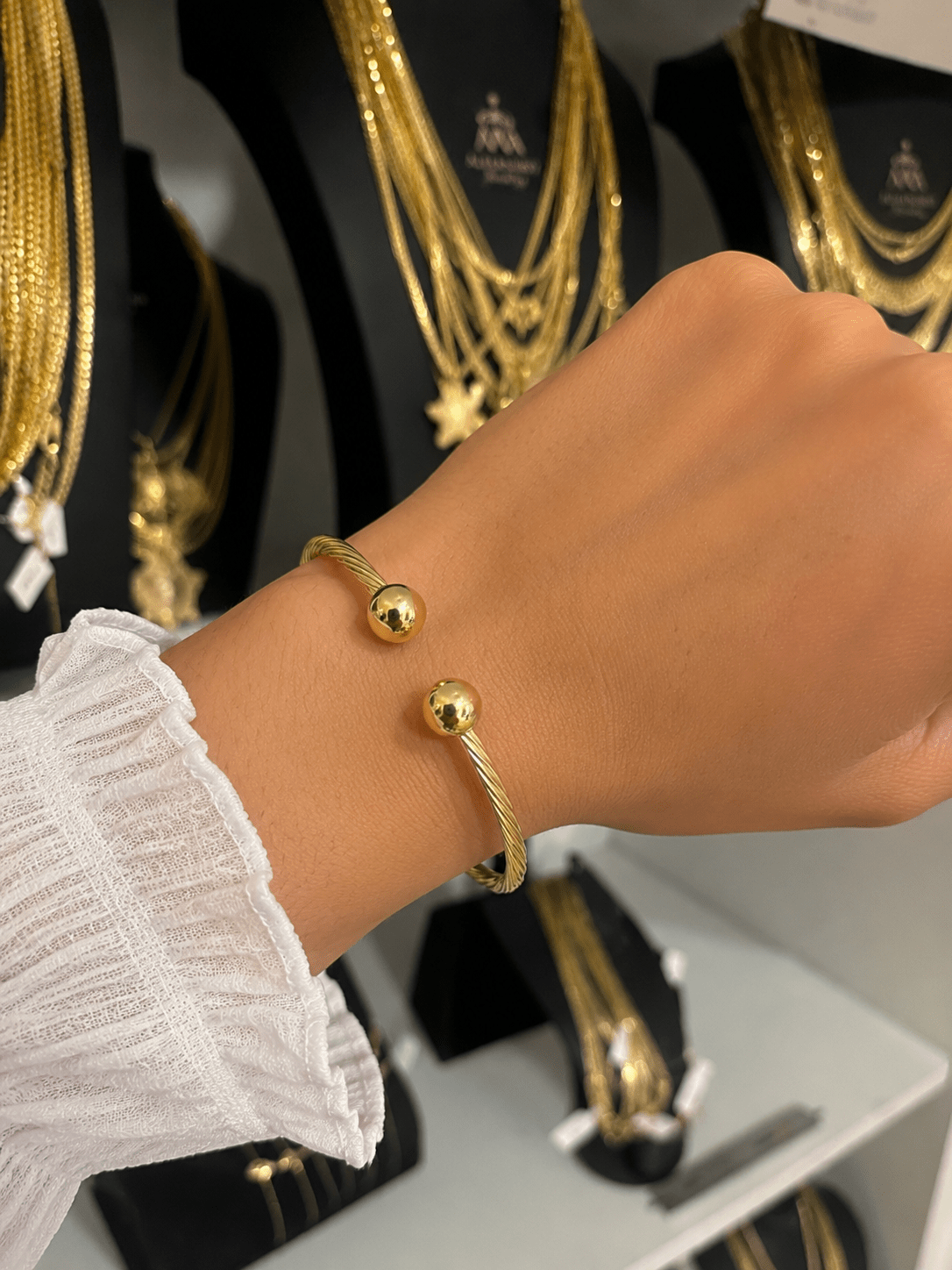 10K Gold Twisted Cuff Bracelet for Women - Alejandro Jewelry LLC