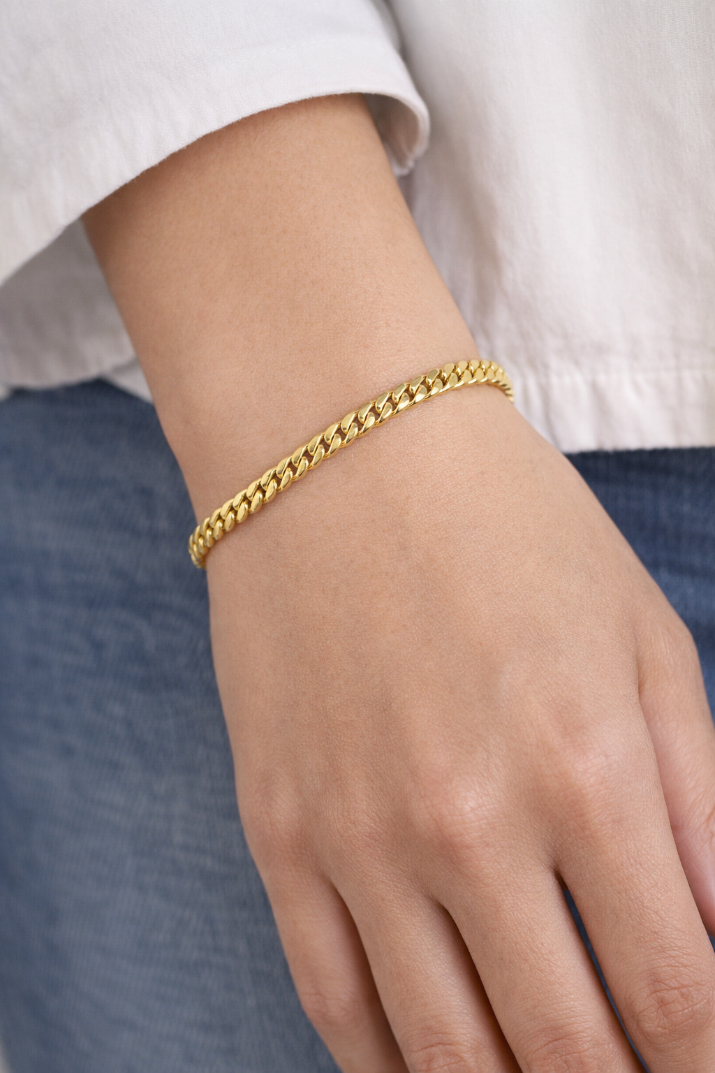 Cuban gold bracelet 10k real size 7 4.5 mm wide