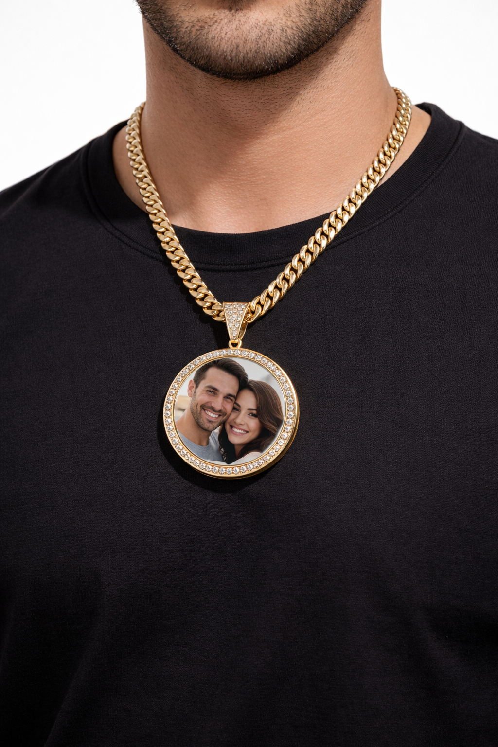 Personalized 35.9 mm round large charms made of real 10k gold