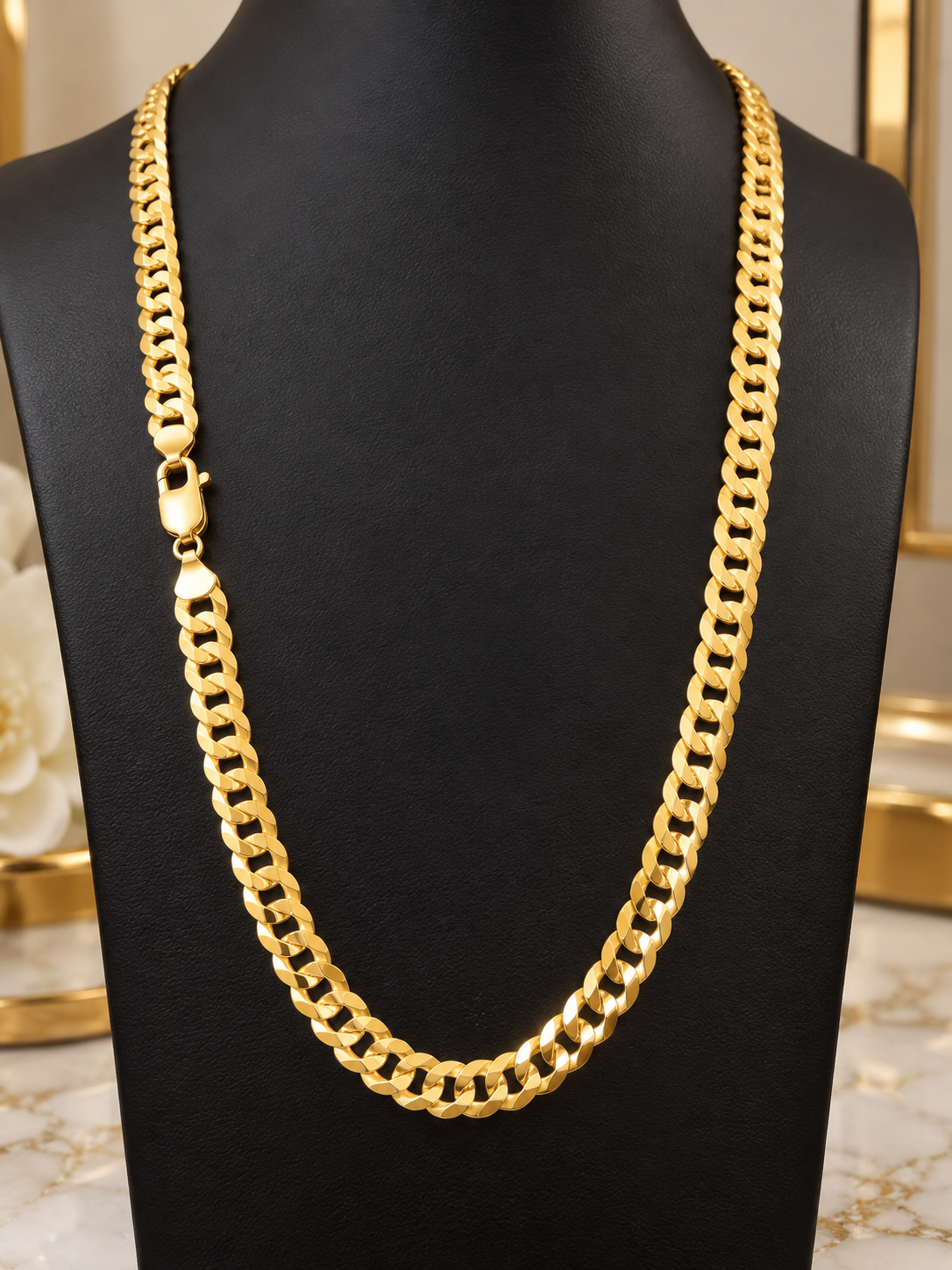 10K Yellow Solid Gold Diamond-Cut Cuban Link Chain – 8mm