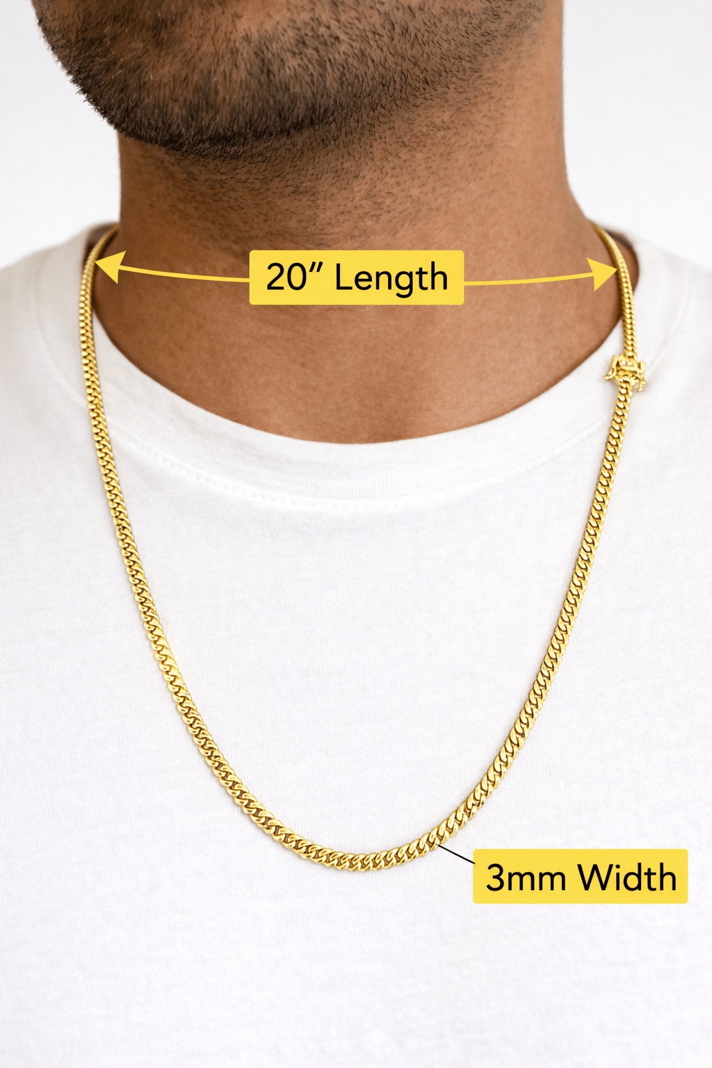 Beautiful Cuban chain of real 10k gold 3 mm wide size 20 - Alejandro Jewelry LLC
