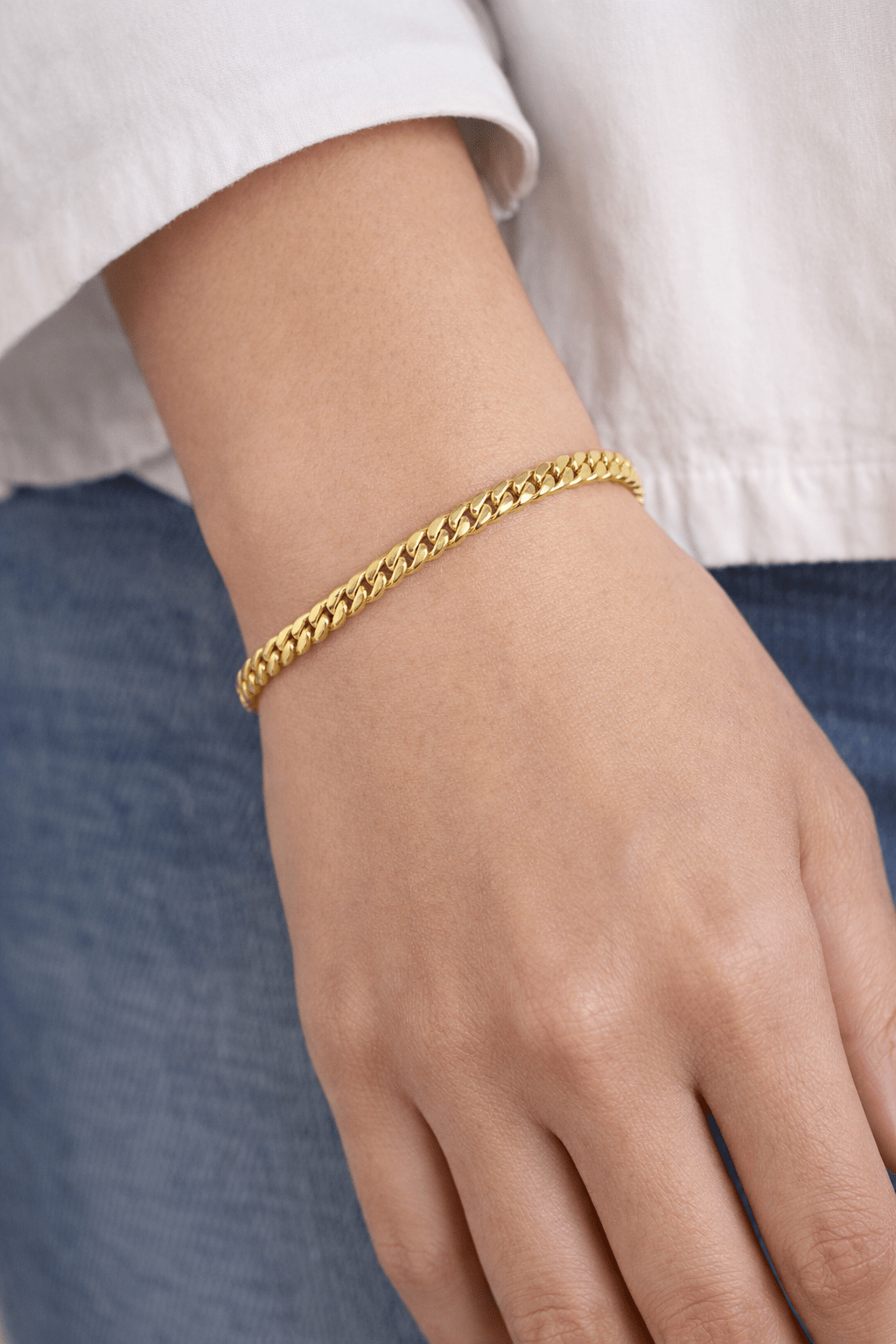 Cuban gold bracelet 10k real size 7 4.5 mm wide - Alejandro Jewelry LLC