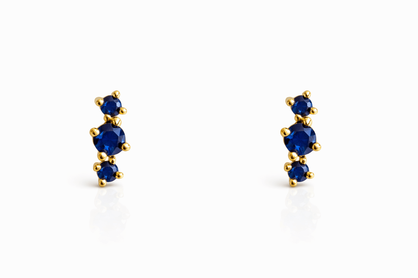 Real 14k gold earrings with natural sapphires - Alejandro Jewelry LLC