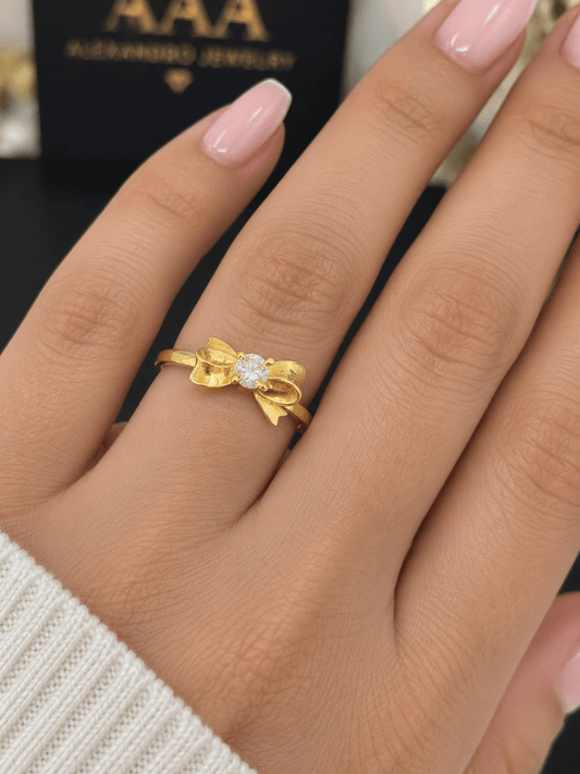 10K Gold Bow Ring – Size 6 - Alejandro Jewelry AAA