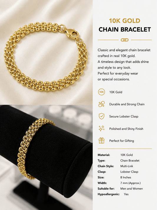 10K Gold Bracelet – Size 8 - Alejandro Jewelry AAA