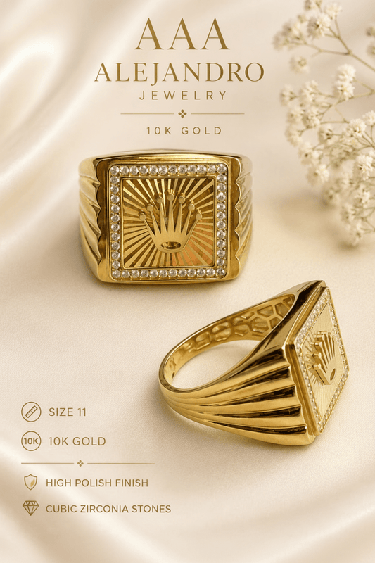 10K Gold Crown Ring - Alejandro Jewelry AAA