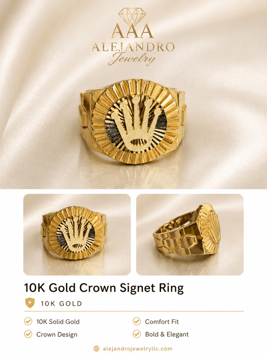 10K Gold Crown Ring size 10 - Alejandro Jewelry AAA