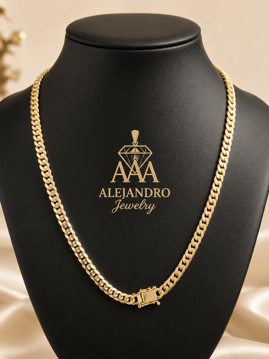10K Gold Cuban Link Chain 4mm - Alejandro Jewelry AAA