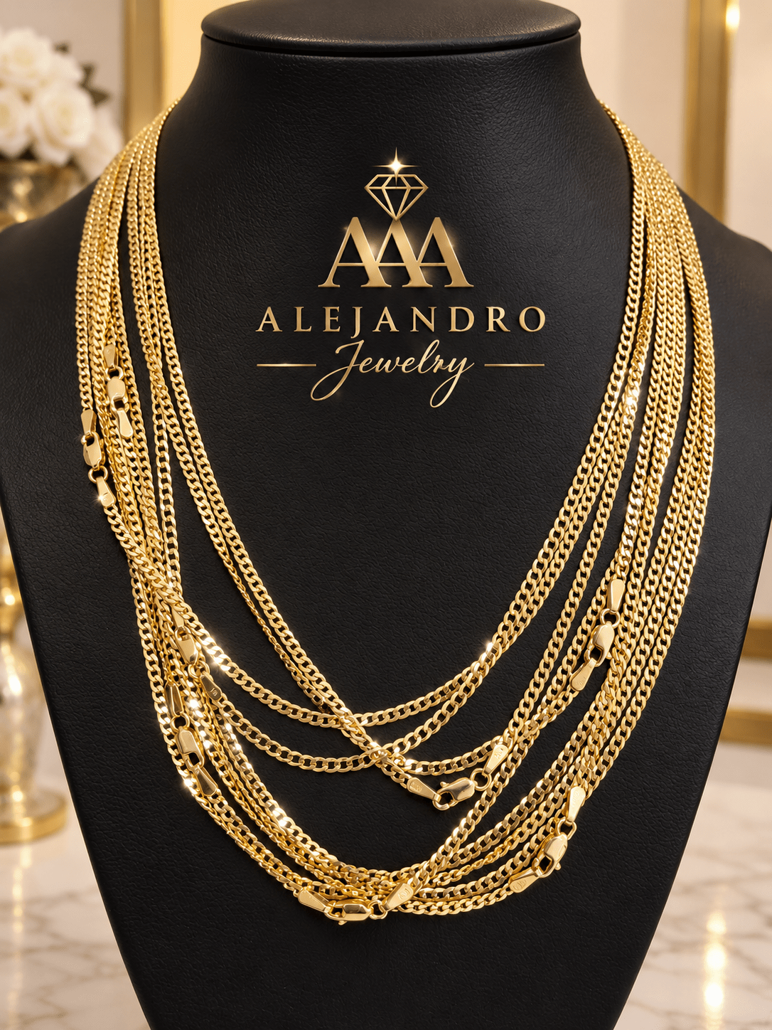 10K Gold Diamond-Cut Chain – 2.5mm - Alejandro Jewelry AAA