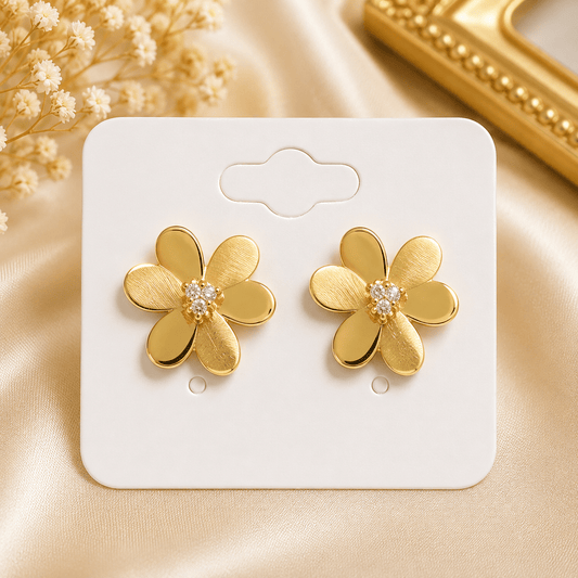 10K Gold Flower Stud Earrings - Alejandro Jewelry AAA