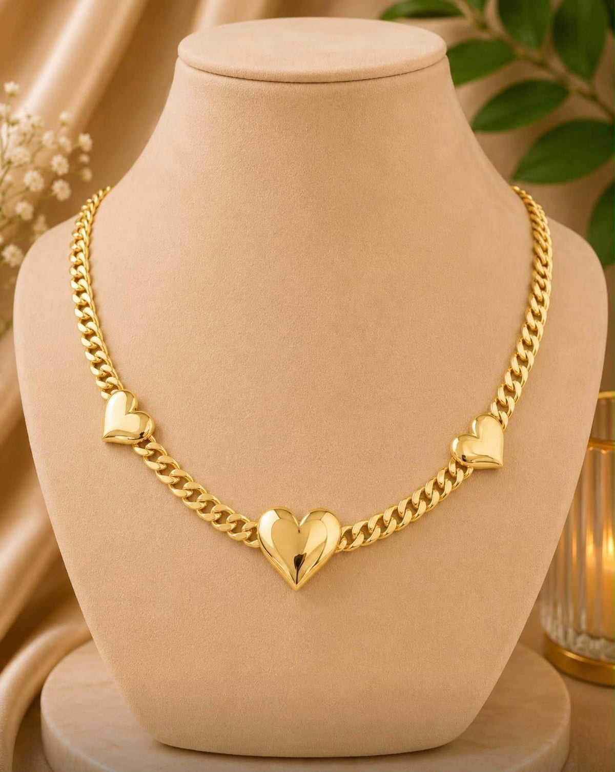10K Gold Heart Necklace size 18 - Alejandro Jewelry AAA