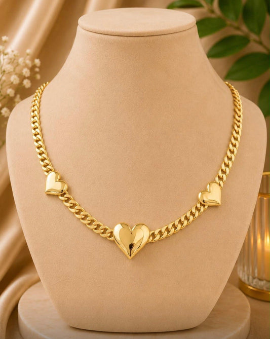 10K Gold Heart Necklace size 18 - Alejandro Jewelry AAA