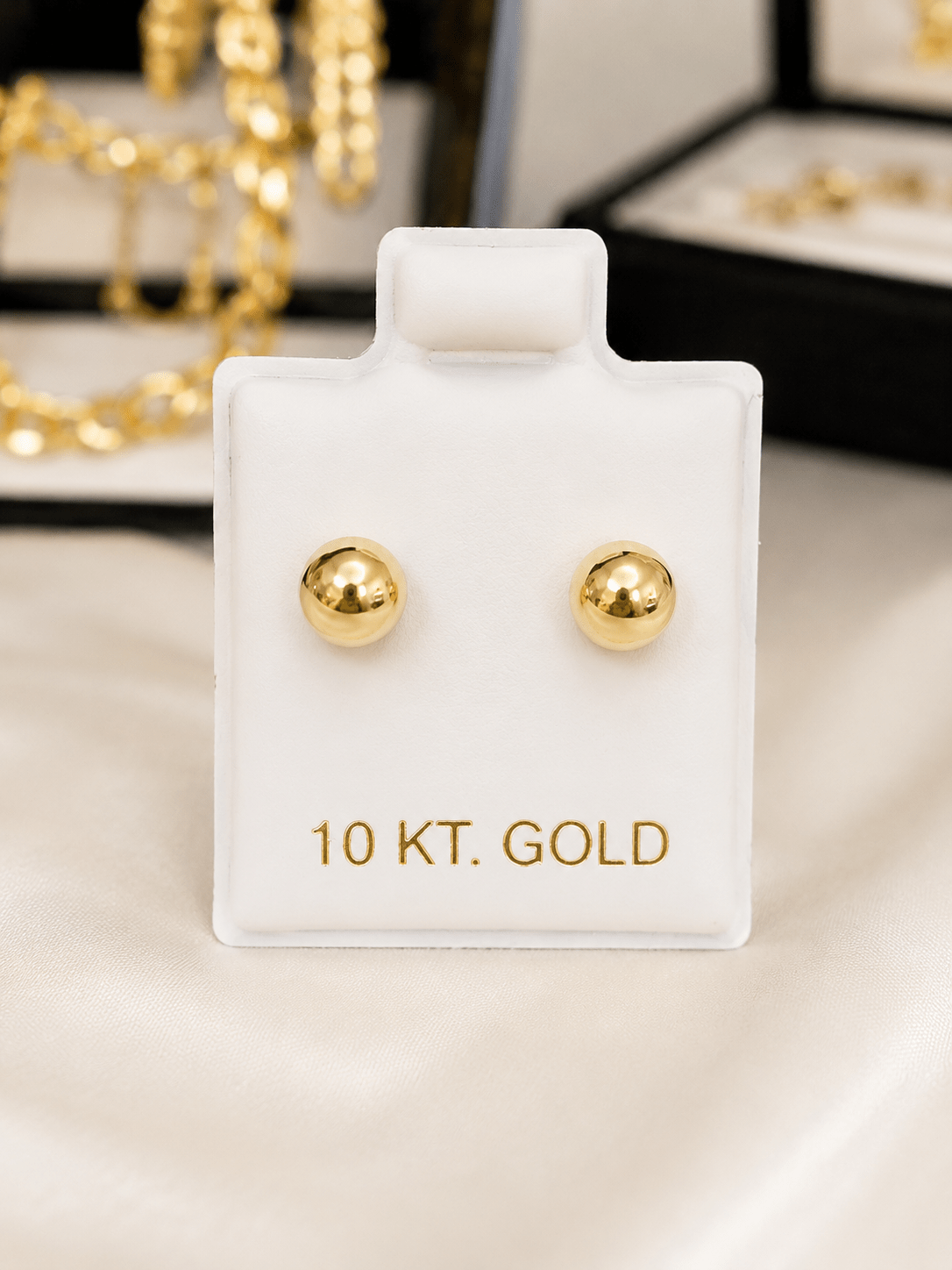 10K Gold Medium Ball Stud Earrings - Alejandro Jewelry AAA