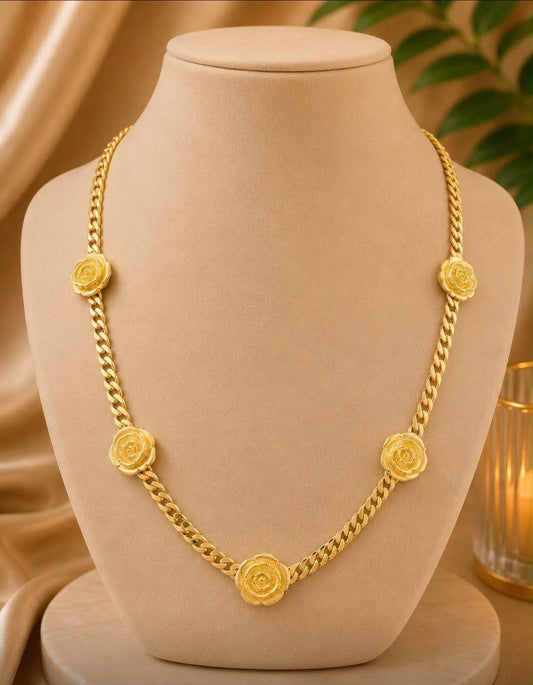 10K Gold Rose Necklace - Alejandro Jewelry AAA