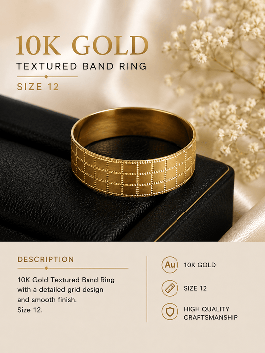 10K Gold Textured Band Ring – Size 12 - Alejandro Jewelry AAA