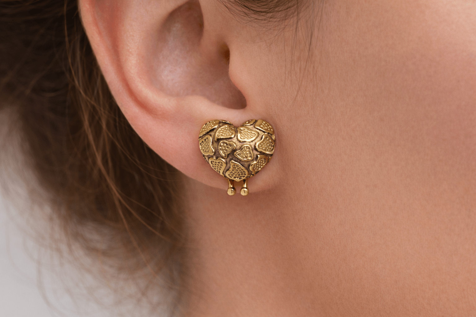 10k real gold heart-shaped earrings - Alejandro Jewelry LLC