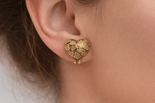 10k real gold heart-shaped earrings - Alejandro Jewelry LLC