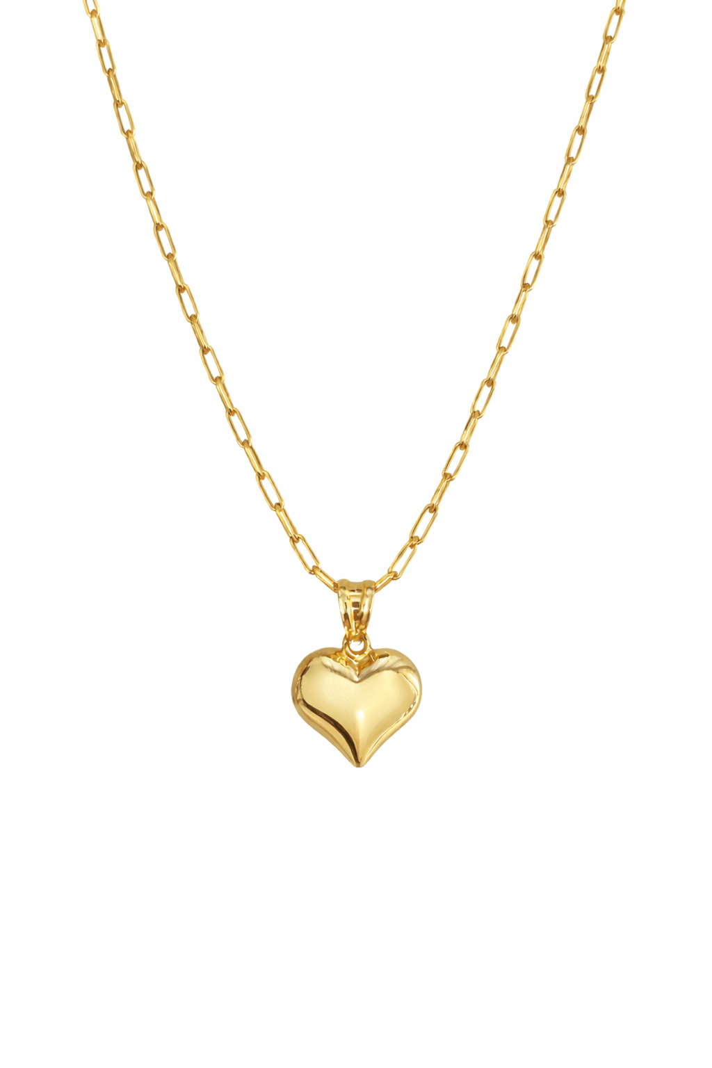 10K real gold Paper Clip chain, size 20 and 2.5 mm wide, with a beautiful heart pendant. Fine, elegant, and modern design, perfect for everyday wear - Alejandro Jewelry LLC