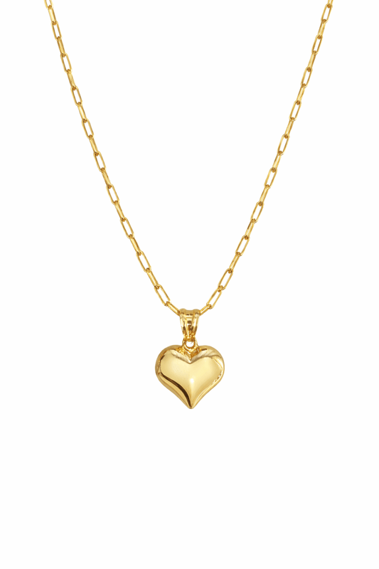 10K real gold Paper Clip chain, size 20 and 2.5 mm wide, with a beautiful heart pendant. Fine, elegant, and modern design, perfect for everyday wear - Alejandro Jewelry LLC