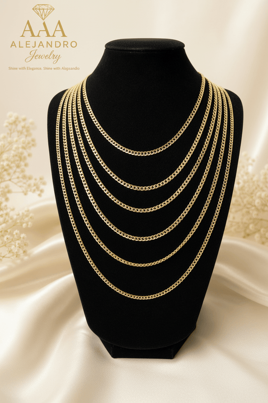 10K Solid Gold Corte Brillo Chain 3.6mm - Alejandro Jewelry AAA