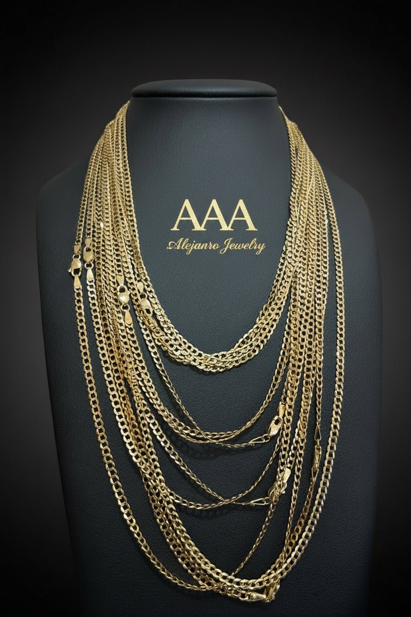 10K Solid Gold Corte Brillo Chain – 3.2mm - Alejandro Jewelry