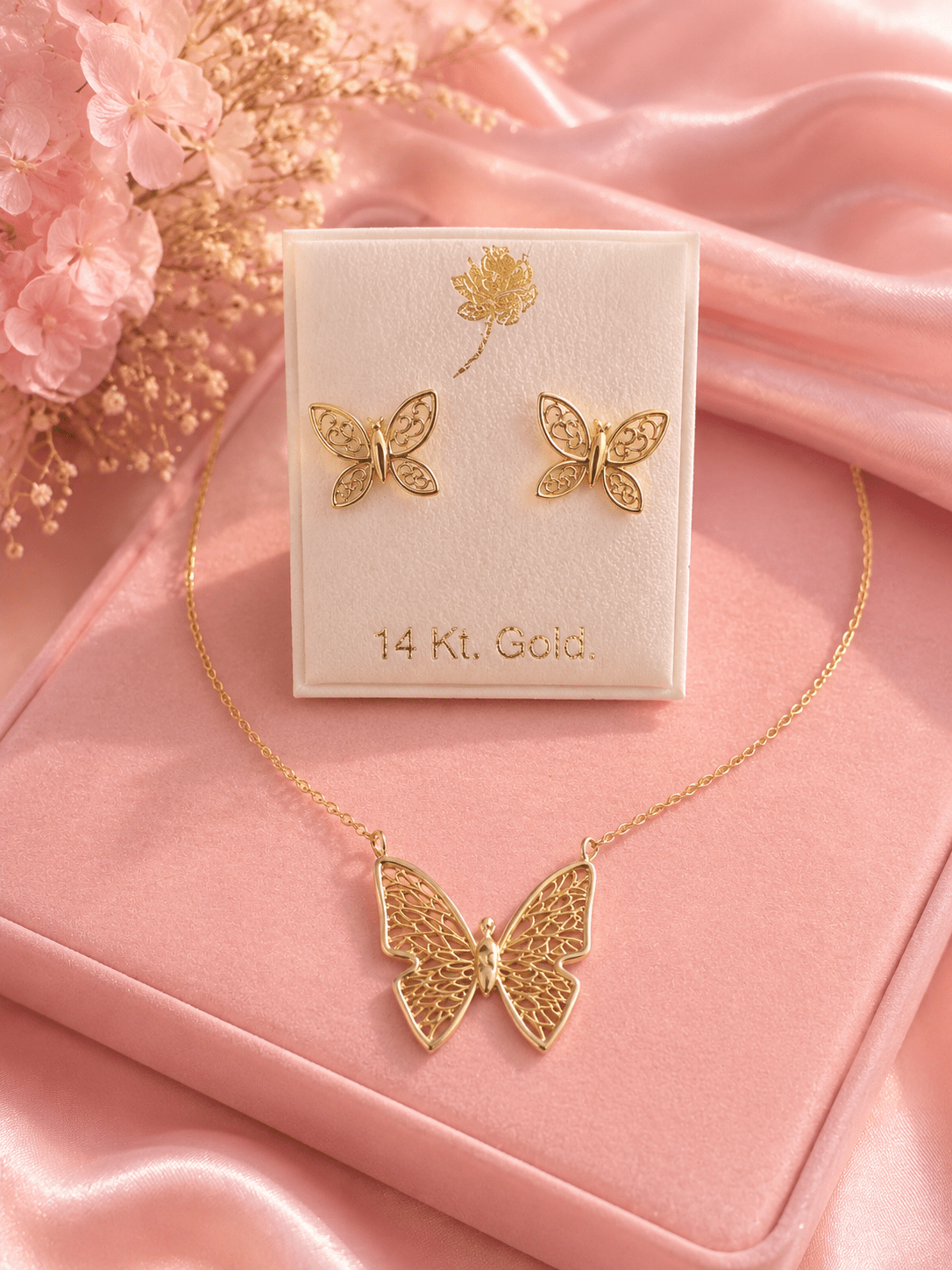 14K Gold Butterfly Jewelry Set - Alejandro Jewelry LLC