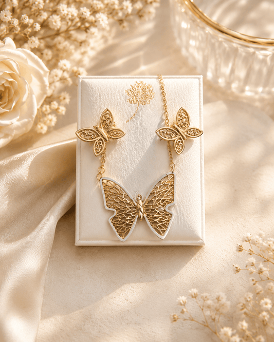 14K Gold Butterfly Jewelry Set - Alejandro Jewelry LLC