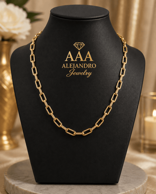 14K Gold Paper Clip Necklace – 6.2mm, 18 - Alejandro Jewelry AAA