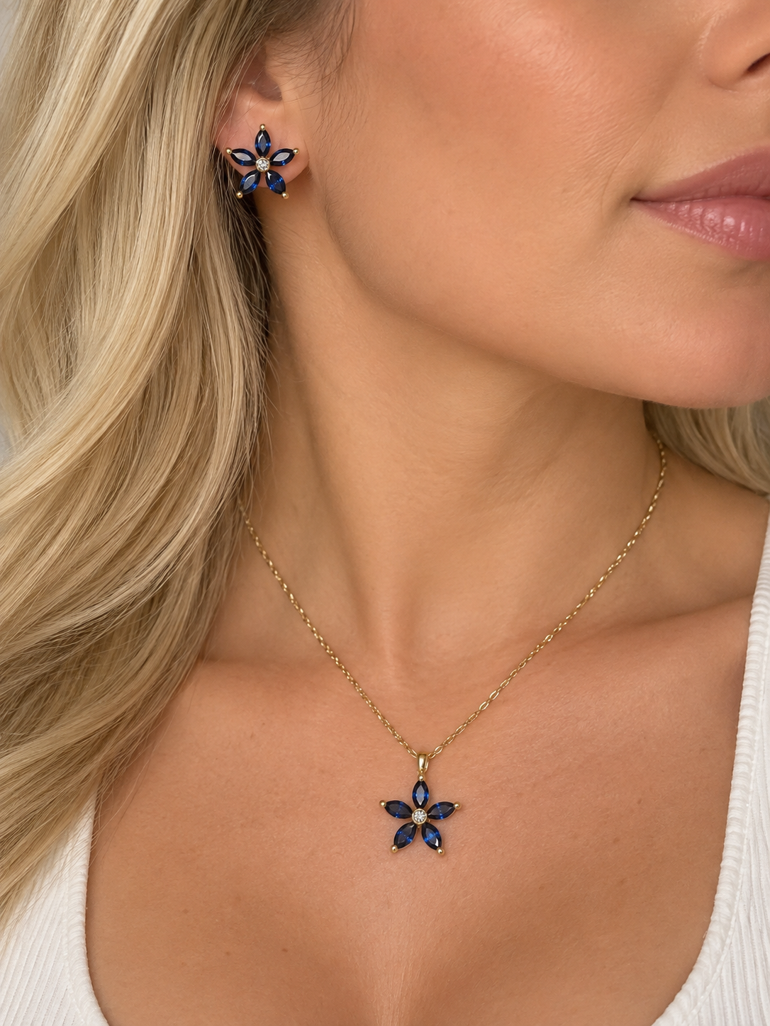 14K Gold Sapphire & Diamond Jewelry Set - Alejandro Jewelry