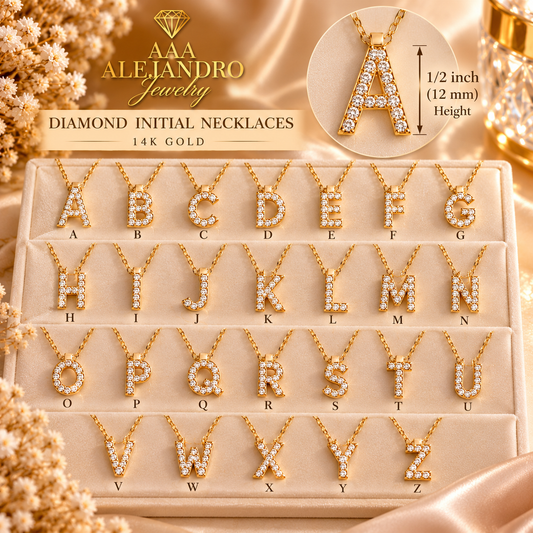 14K Yellow Gold Diamond Initial Necklace – A to Z