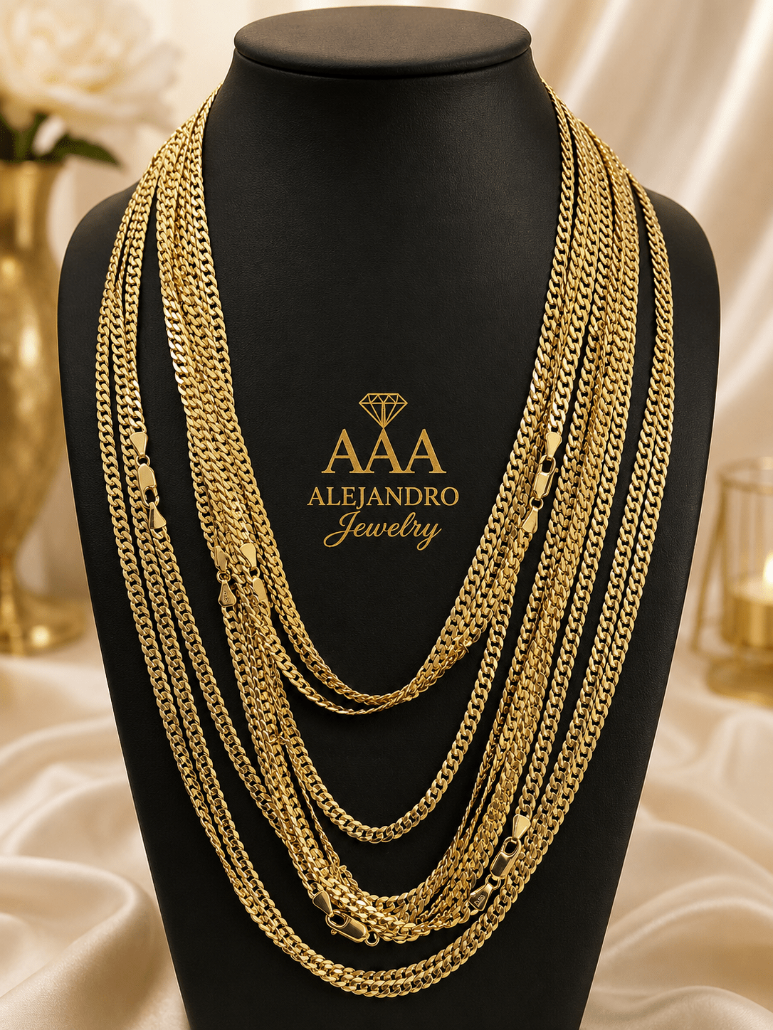 4mm Solid Diamond-Cut Chain - Alejandro Jewelry AAA