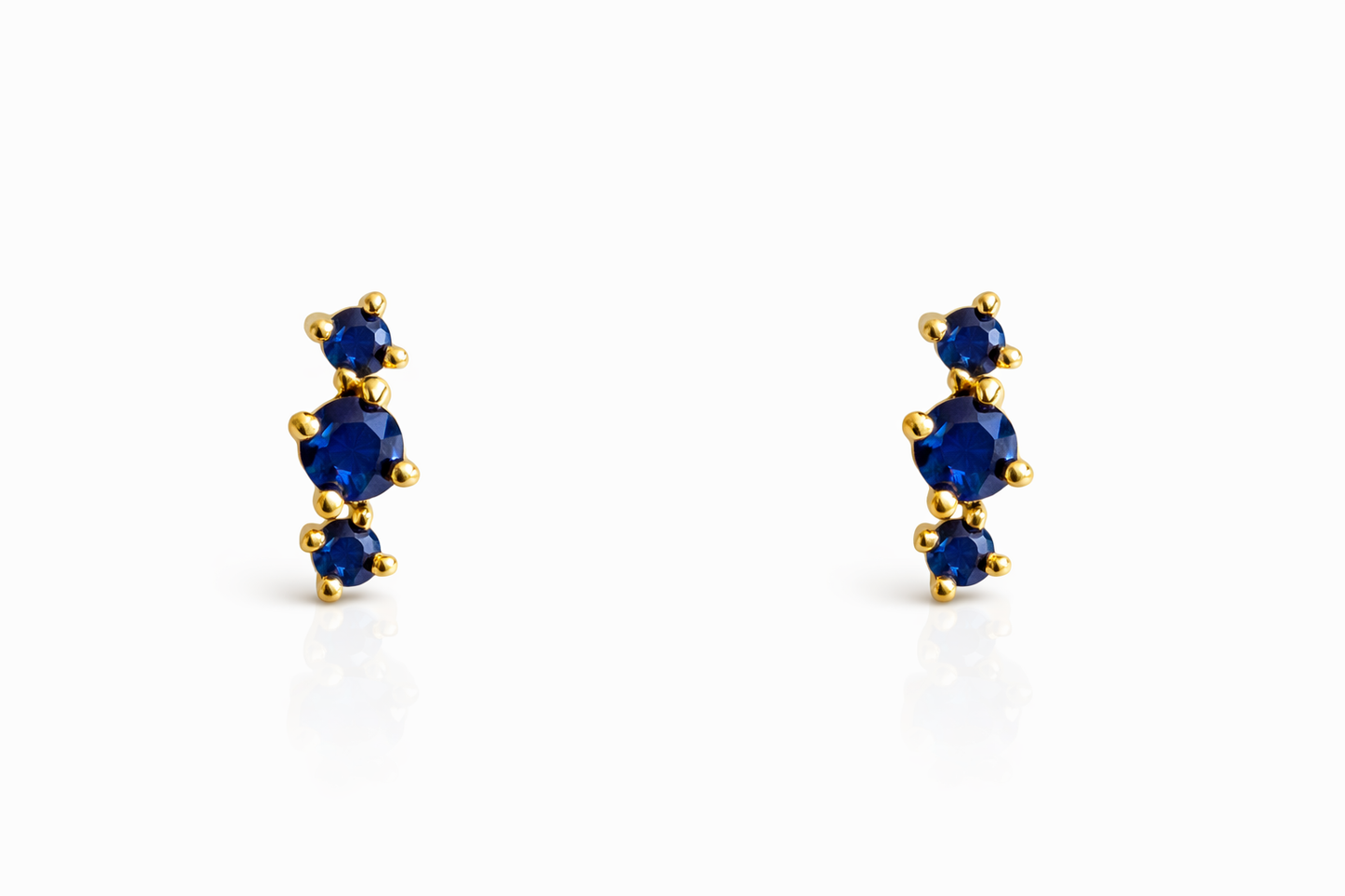 Real 14k gold earrings with natural sapphires