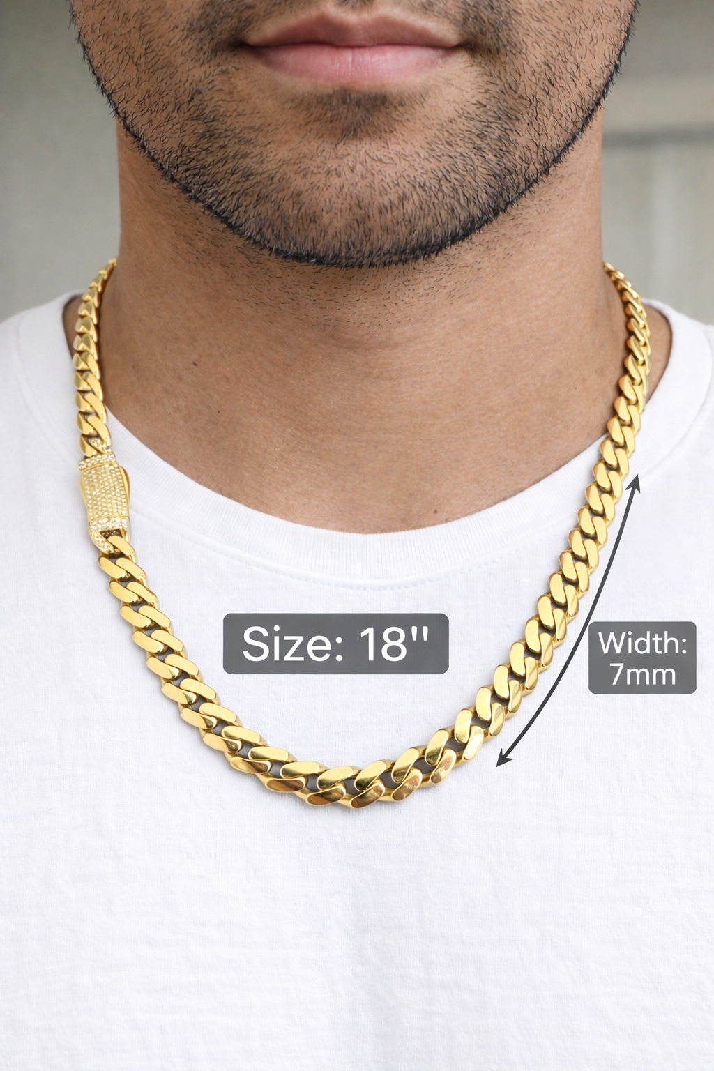 Gold chain 10k real size 18 5mm wide semi solid