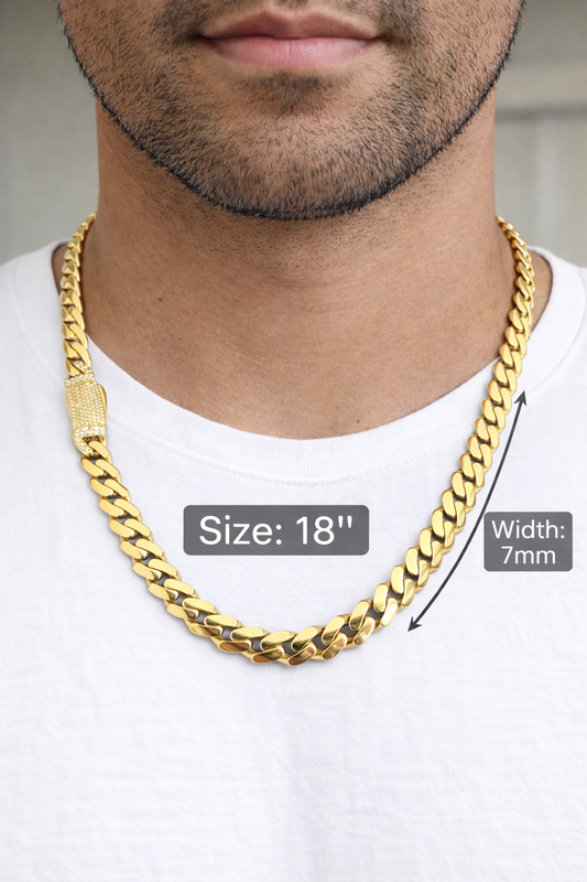 Gold chain 10k real size 18 5mm wide semi solid