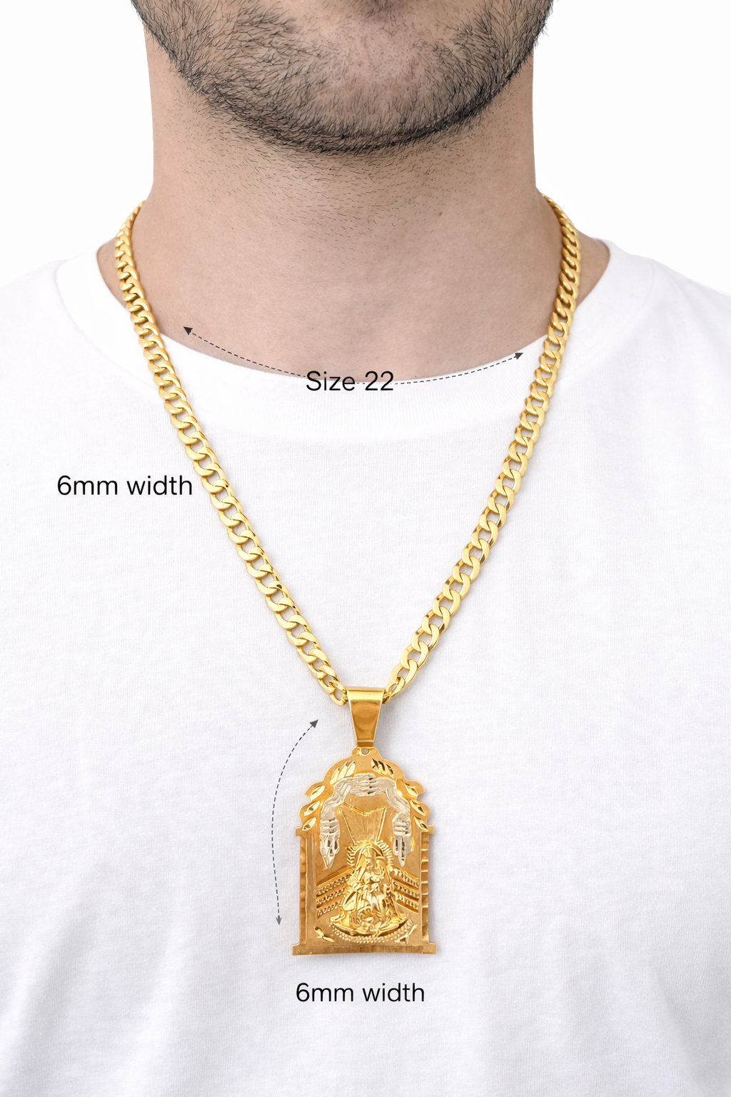 Link chain cut gold shine 10k real size 22 6 mm wide