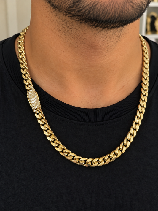 10K Yellow Gold Semi-Solid Cuban Link Chain – 7mm, Size 22