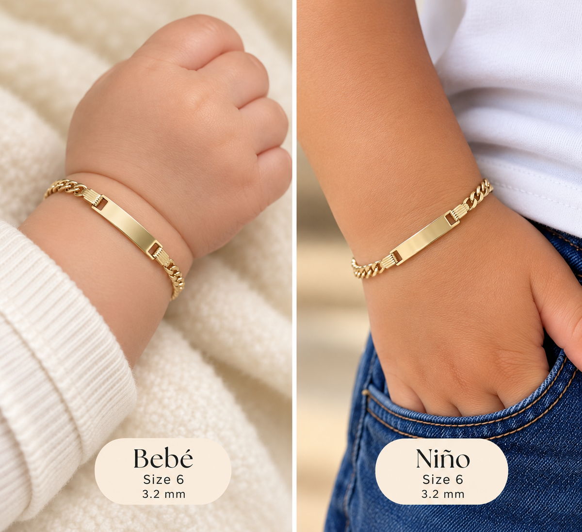 10K Yellow Gold Diamond-Cut Baby & Kids Bracelet – 3.2mm, Size 6