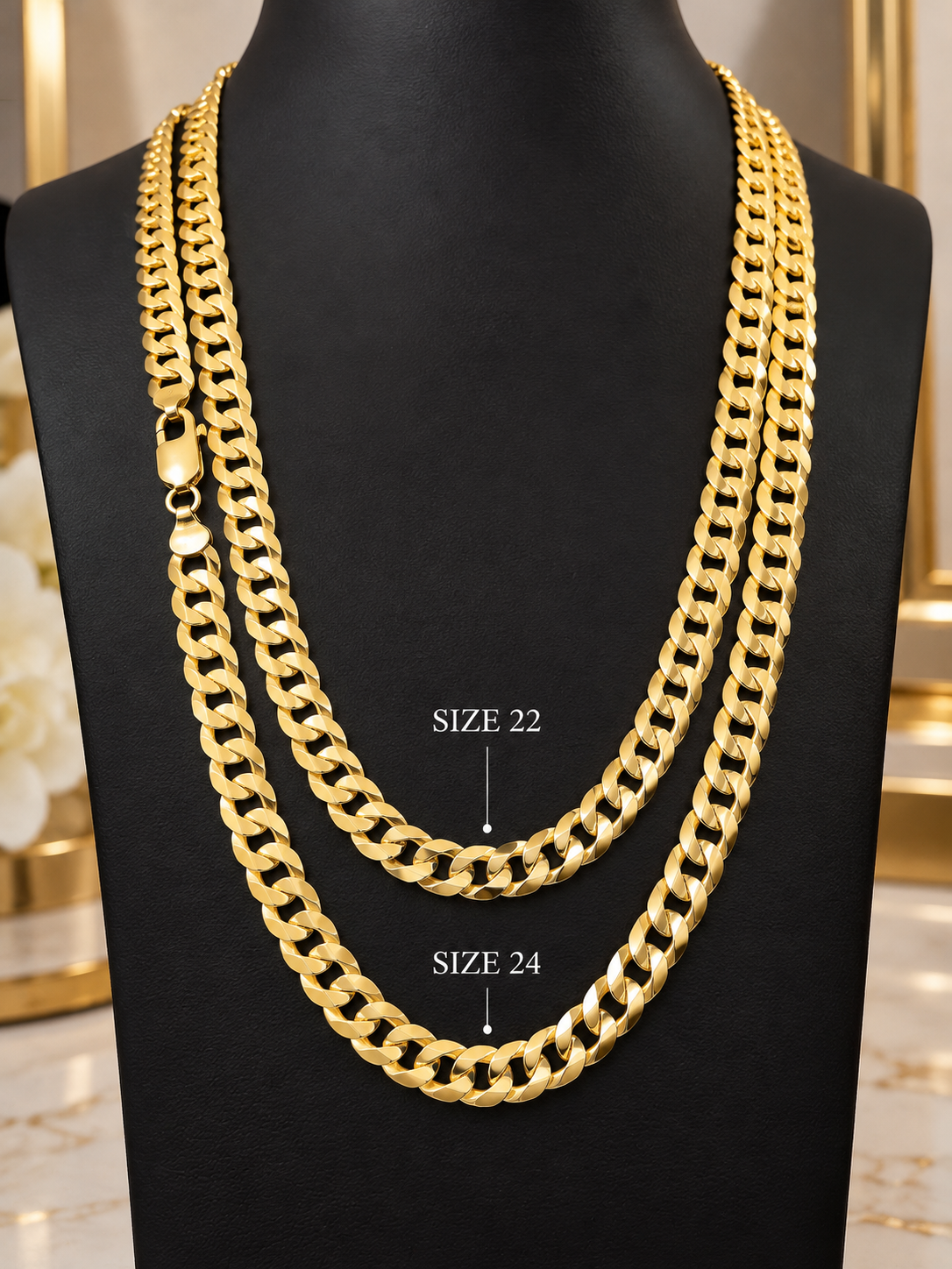 10K Yellow Solid Gold Diamond-Cut Cuban Link Chain – 8mm