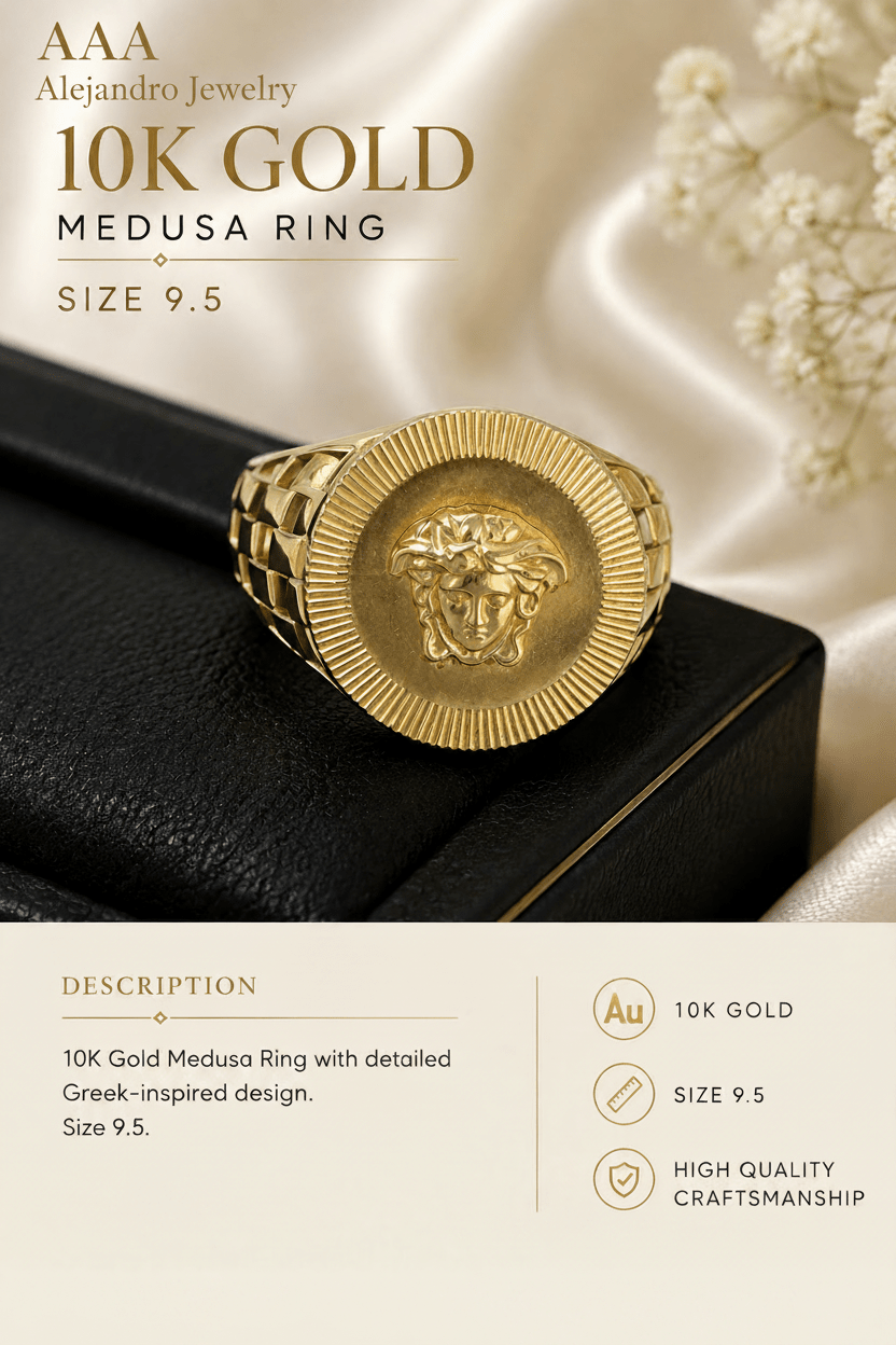Anillo Medusa 10K – Size 9.5 - Alejandro Jewelry AAA