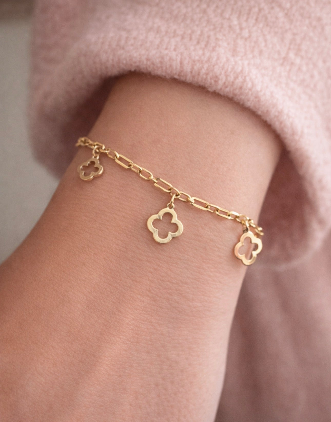 Beautiful bracelet with 10k gold pendants real size 7.5 and fits size 7 - Alejandro Jewelry LLC