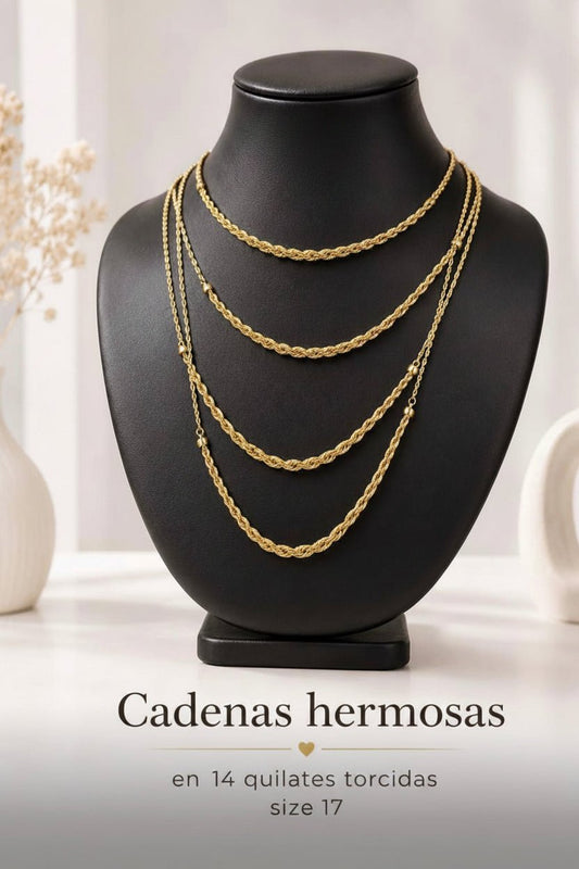 Beautiful chain for ladies gold 14k real size 17 - Alejandro Jewelry AAA