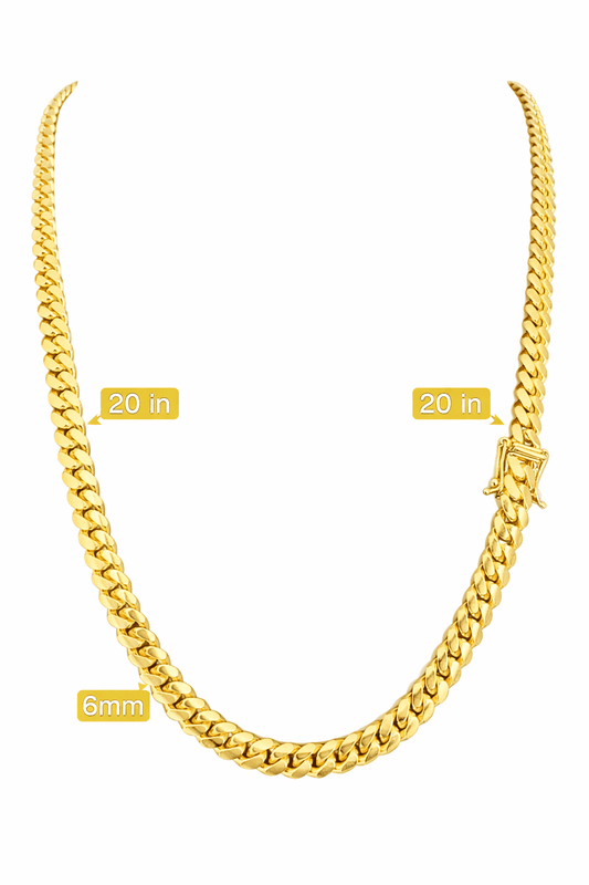 Beautiful Cuban gold chain 10k real size 20 6 mm wide - Alejandro Jewelry LLC