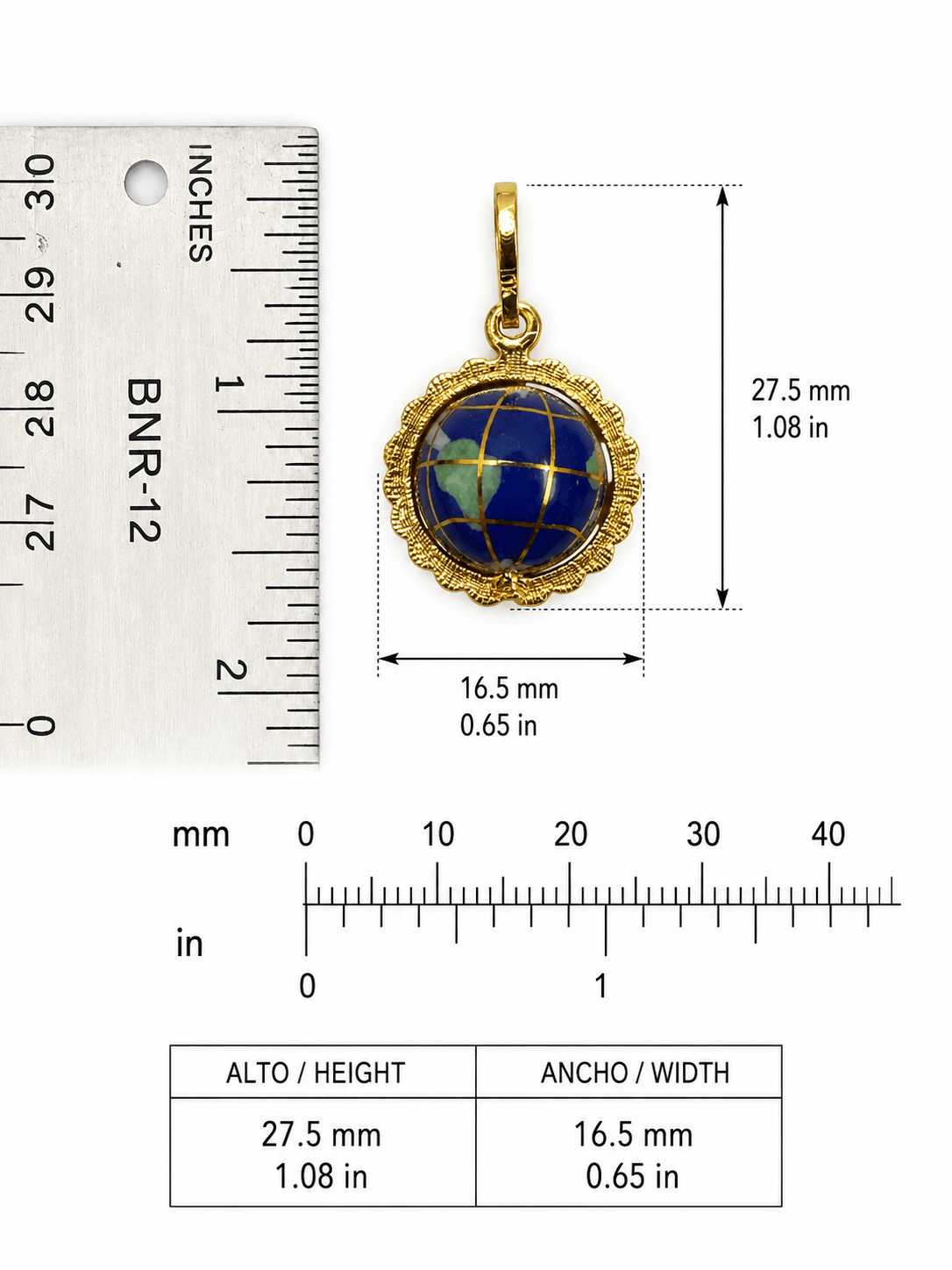 Beautiful Globe Pendant in Real Solid 10K Gold. This unique and elegant world globe design features a detailed blue enamel finish with luxurious gold accents, symbolizing travel, dreams, and connection around the world. Crafted in genuine solid 10K gold w - Alejandro Jewelry LLC
