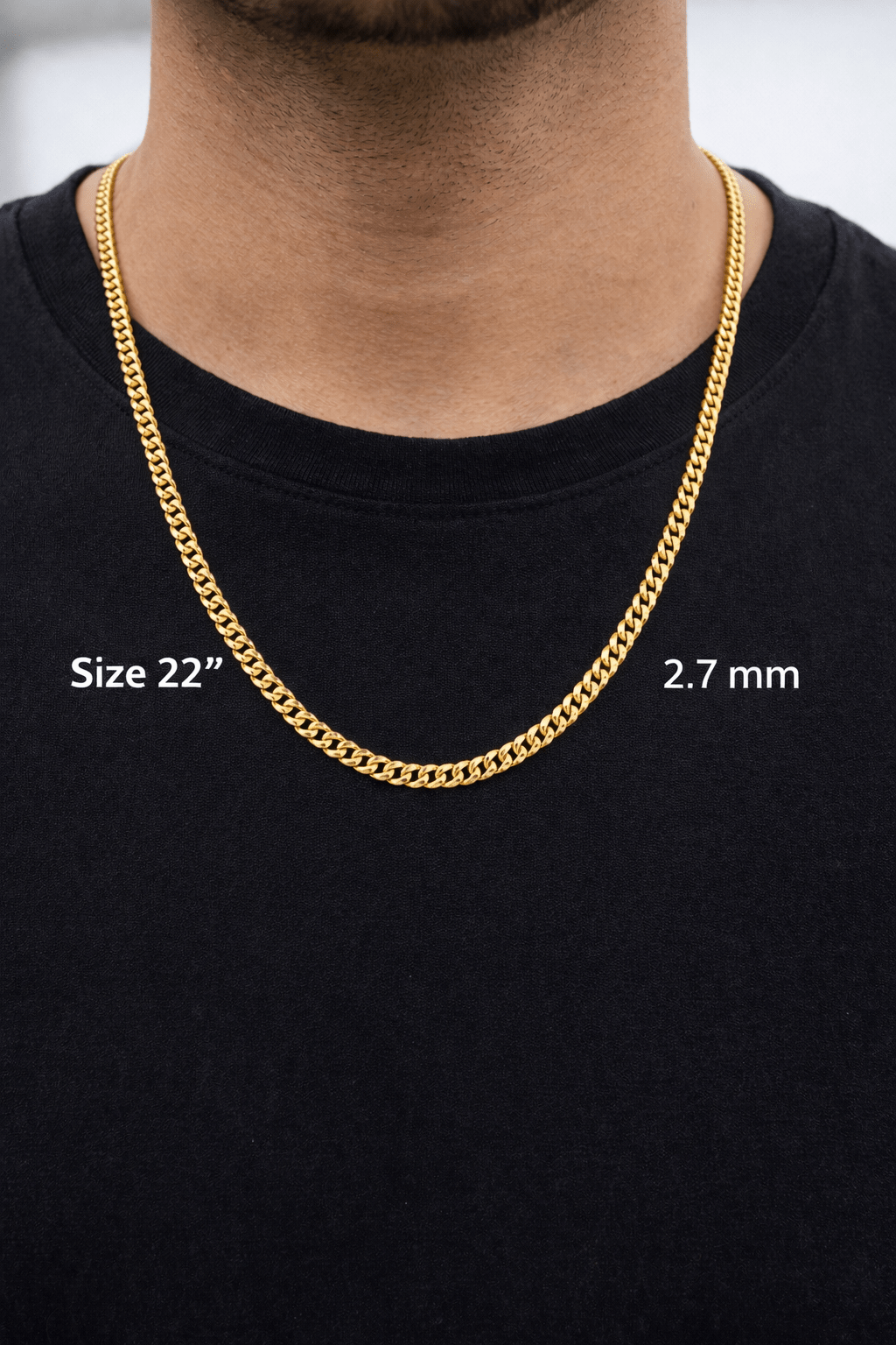 Beautiful link chains cut link shine glued gold 10k real size 22 2.7 mm wide - Alejandro Jewelry LLC