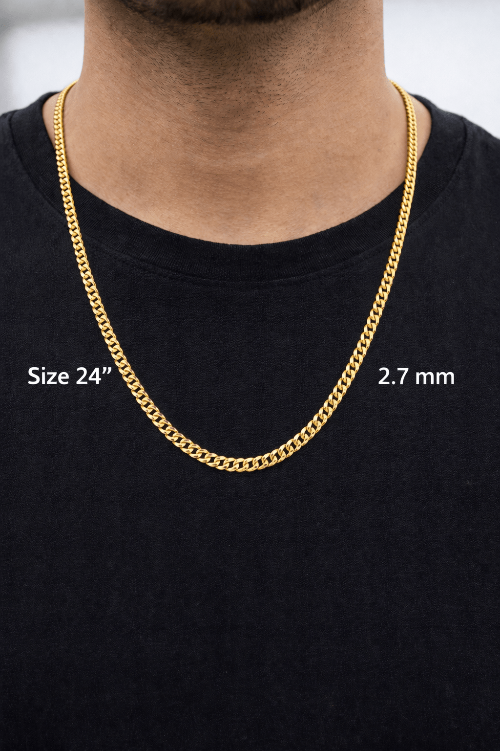 Beautiful link chains cut link shine glued gold 10k real size 24 2.7 mm wide - Alejandro Jewelry LLC