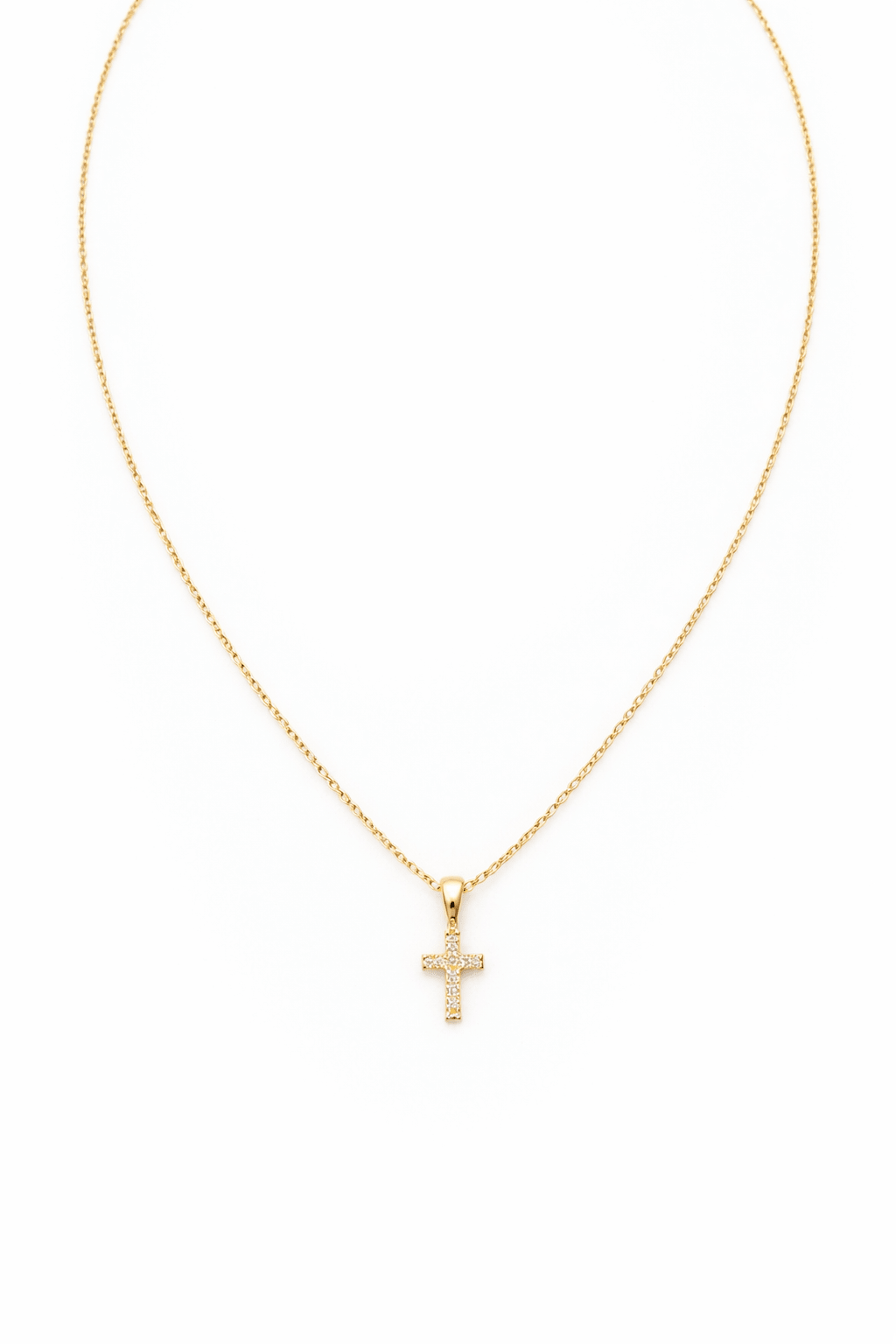 Beautiful real 14k gold chain with cross charm with natural diamonds size 18 - Alejandro Jewelry LLC