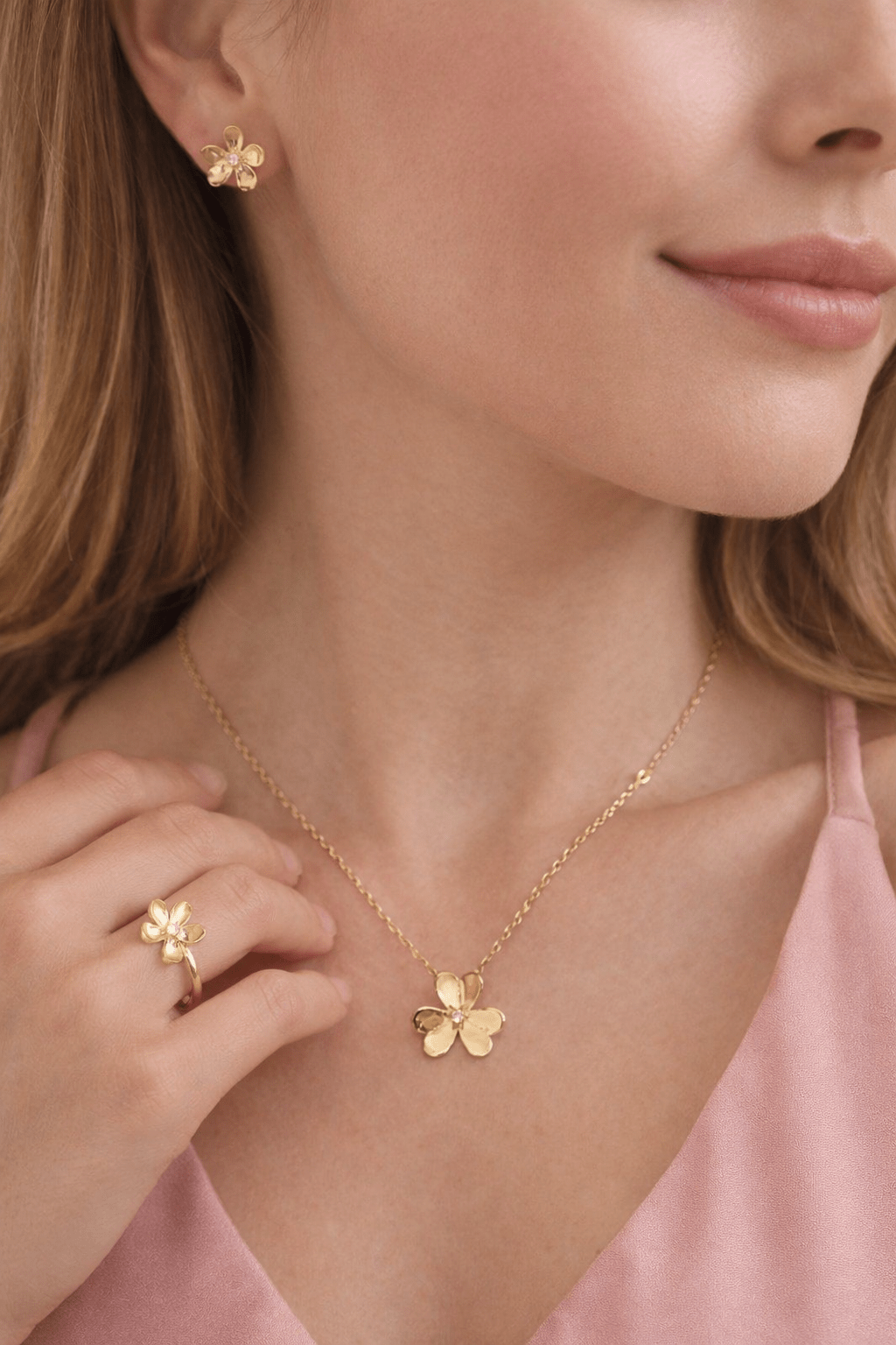 Beautiful set of flowers for ladies of 10k real - Alejandro Jewelry LLC