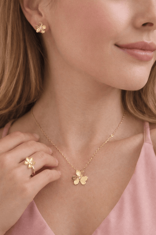 Beautiful set of flowers for ladies of 10k real - Alejandro Jewelry LLC